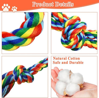ASOCEA 5 Pack Dog Rope Toys Cotton Puppy Teething Rope Durable Chew Toys for Boredom Small Medium Dogs Interactive Tug Toy for Training Fetching（ Colorful ）