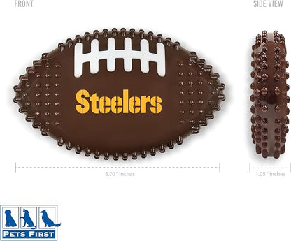 NFL Pittsburgh Steelers Mega-chew Hard Nylon Bacon-flavored Dog Bone Football Chew Toy. Tasty Interactive Fun for Aggressive Chewers