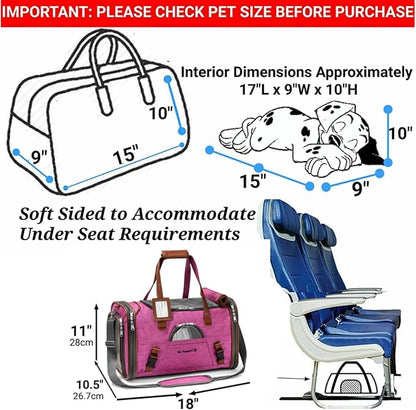 Mr. Peanut's Airline Approved Soft Sided Pet Carrier, Low Profile Gold Series Tote, Premium Brand Self Locking Zippers, Under Seat Compatibility, Plush Faux Fleece Bedding with a Sturdy Plywood Base