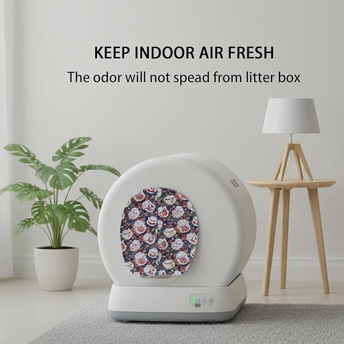 Curtain for Self Cleaning Cat Litter Box, Self-Cleaning Litter Box Curtain,Odor Blocker & Litter Scatter Shield for Cats,Easy Install, Universal Fit for Elliptical Openings