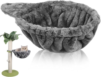 1pcs Cat Tree Hammock 17 Inch Round Deep Basket Replacement Cat Nest Soft Plush Hammock Bed for Tower Comfortable Resting Space