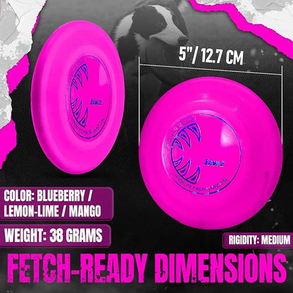 Hyperflite Macro Jawz Dog Disc 5" (38g) | Ultimate High Flying Disc for Dogs | Official Skyhoundz Competition Disc for Training, Fetch & Pool Games | Durable | Anti-Glare - Pink