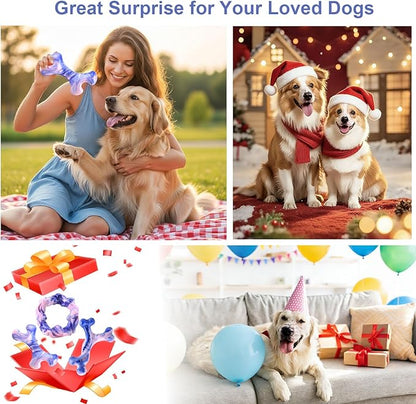 Rensh 3-Pack Tough Dog Chew Toys for Aggressive Chewers, Almost Indestructible Dog Toys for Medium Large Breed, Super Chew Toy to Keep Them Busy & Reduce Boredom, Teeth Cleaning Training, Milk Flavor