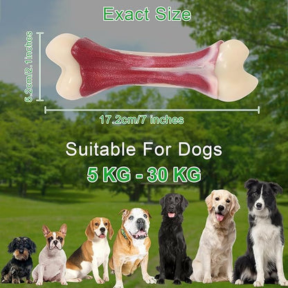 2 Pack Dog Chew Toys for Aggressive Chewers - Beef Flavor Indestructible Nylon Puppy Bone Tough Teething & Calming for Large Medium Breeds(10lbs-70lbs) Birthday Gift Christmas