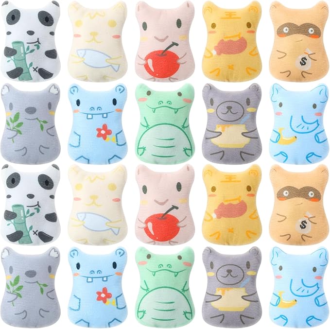 Gejoy 20 Pieces Catnip Toys for Indoor Cat Plush Kitten Cat Chew Toys Catnip Kitten Entertaining Interactive Dolls(Charming)