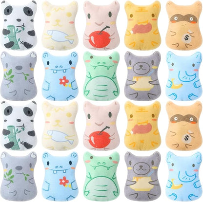 Gejoy 20 Pieces Catnip Toys for Indoor Cat Plush Kitten Cat Chew Toys Catnip Kitten Entertaining Interactive Dolls(Charming)
