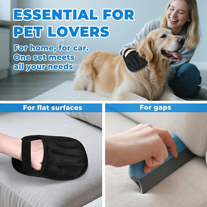 GRENTY Magic Brush Pet Hair Remover, Upgraded Five-Finger Electrostatic Pet Hair Removal Gloves, Dogs & Cats Pet Hair Removal Tools for Clothing, Carpet, Sofa Gaps, Car Seat