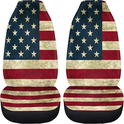 American Flag Printed Car Seat Covers Washable Seat Protector for Women Men Air Mesh Cloth Automotive Vehicle Seat Covers for Cars Interior for Cars, Sedans, Trucks, SUVs - Vintage Flags