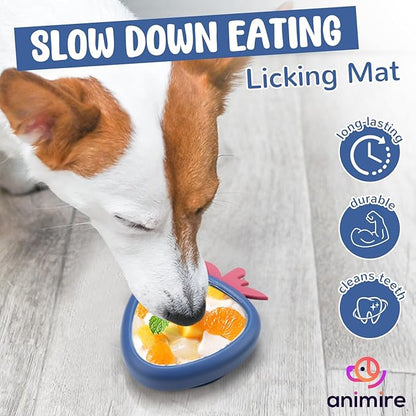 Freeze Dog Lick Bowl, Animire Non-Slip Slow Feeder Lick Mat for Dogs, Silicone Dog Enrichment Bowl for Distraction Anxiety Relief Boredom, BPA Free, Dishwasher Safe(Dark Blue,S)