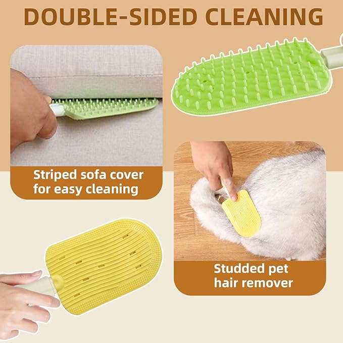 3PCS Pet Ice Cream Massage Combs, Cat Double-Sided Grooming Brush, Cat Tongue Brush for Cats Grooming Easily Removes Fur Reducing Hairballs (Green+Blue+Yellow)