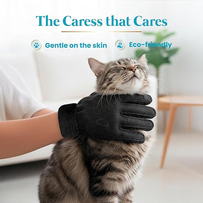 Pet Hair Remover Gloves System – 3-in-1 Set: 2 Grooming Mitts + 1 Reusable Pad for Dogs, Cats & Horses – Professional Shedding Brush for Long & Short Hair