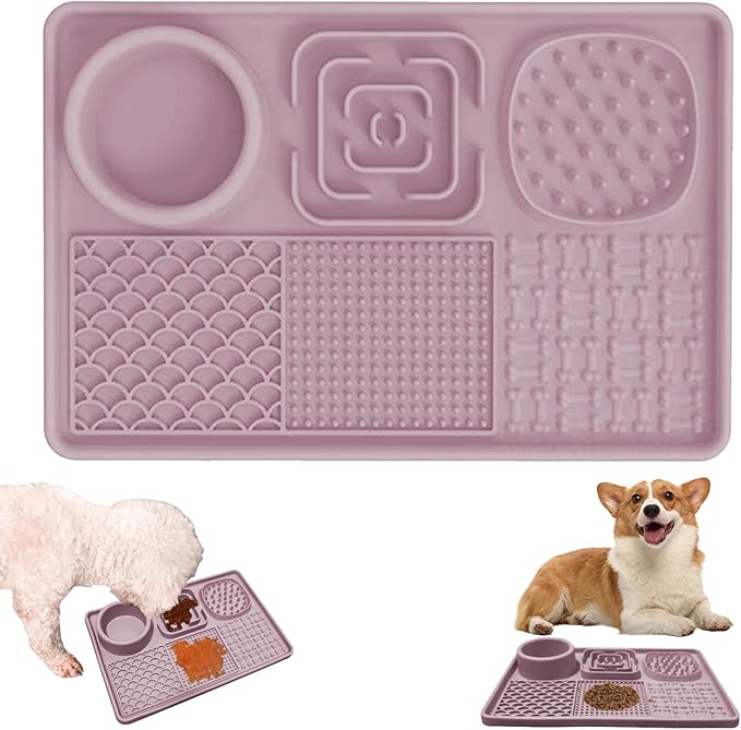 Dog Lick Mat for Anxiety Relief, Slow Feeder Alternative, Pet Enrichment Treat Mat, Boredom Buster, Durable Food-Grade Silicone, Dishwasher & Freezer Safe