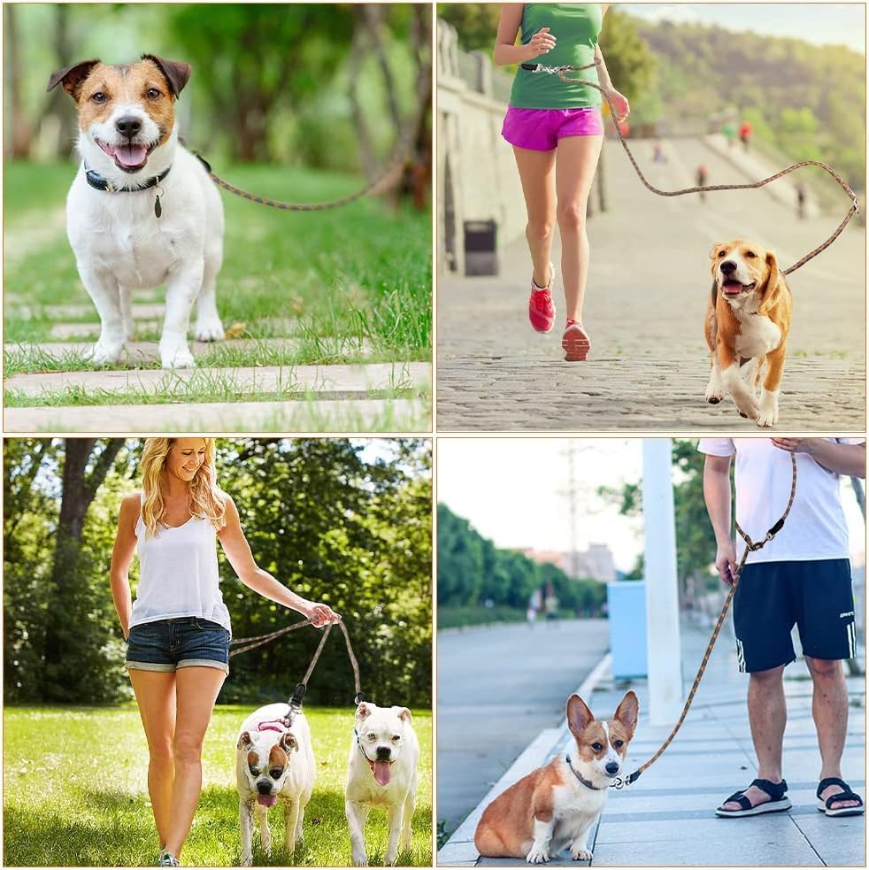 Hands-Free Dog Leash - Multifunctional Reflective Waist and Crossbody Training Leash for Walking and Running - Adjustable Nylon Double Leashes for Small, Medium, Large Dogs - Image 6