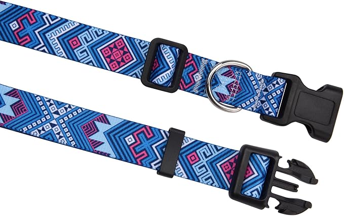 Dog Collar with Bohemia Floral Tribal Geometric Patterns - Soft Ethnic Style Collar Adjustable for Small Medium Large Dogs(Blue Ethnic Style,XS)