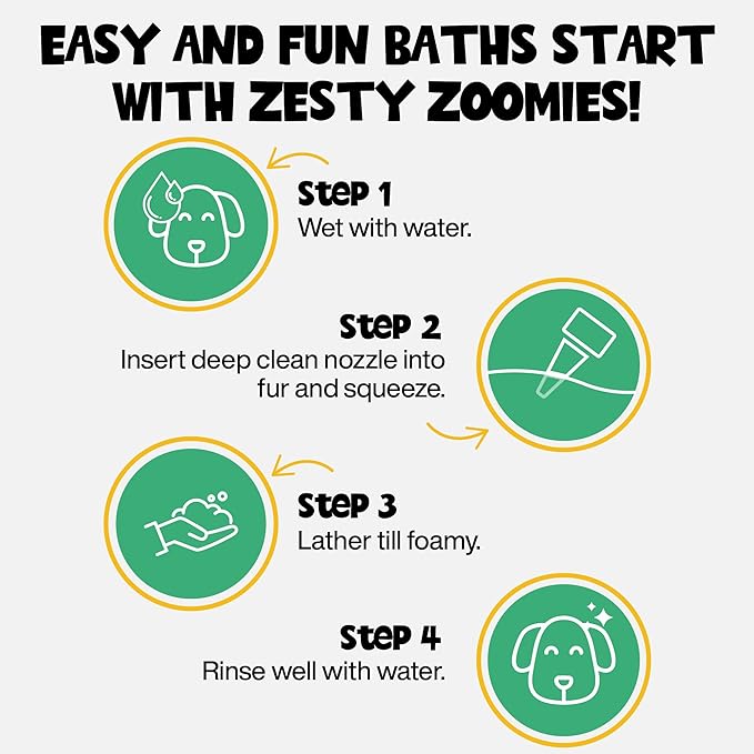 Dog Shampoo & Conditioner for Smelly Dogs - Zesty Zoomies Dog Shampoo for Itchy Skin Relief - Hypoallergenic Pet Shampoo for Conditioner, Moisturizing & Itching.