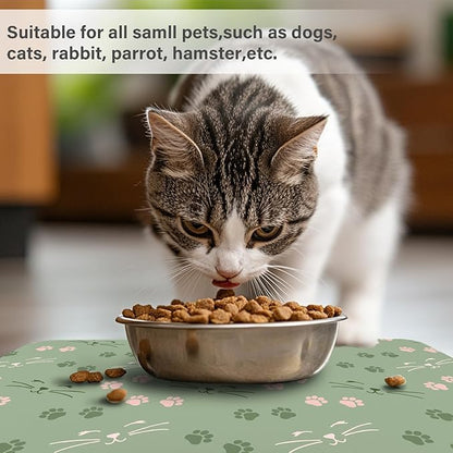 Patterned Cat & Dog Bowl Mat for Food and Water, 12"×20" Quick Dry Absorbent Pet Feeding Mat, Eco-Friendly Dog Placemat