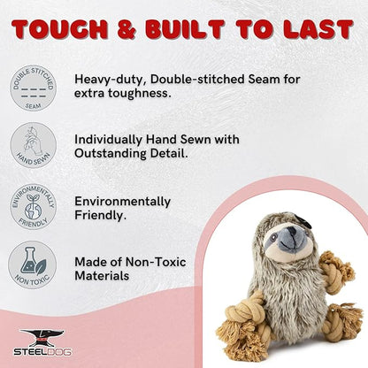Steel Dog Roper Meerkat, Plush Dog Toy with Knotted Rope Hands and Feet, Dog Chew Toys for Small, Medium, Large Breed