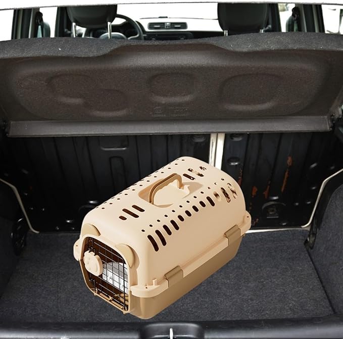 Pet Dog Travel Kennel Hard Sided Transport Box Cats Cage for Tiny Dog Breeds Indoor Outdoor Carrying Pet Store Walking S(S)