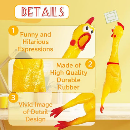22 Inch Crazy Huge Rubber Chicken,Yellow Squeeze Chicken Toys,Squeaky Chicken Dog Toys,Squawking Prank Novelty Gag Gift