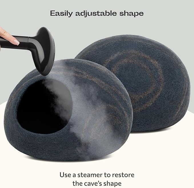 MEOWFIA Cat Cave – Premium Felt Cat Bed for Indoor Cats, Handmade 100% Merino Wool, Cat (Medium, Slate Grey) (Pack of 2)