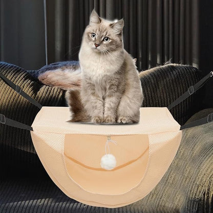 BESTYASH Small Beige Cat Cage Hammock Summer Breathable Mesh Kitten Nest Pet Hanging Bed for Indoor Cats and Small Pets Machine Washable