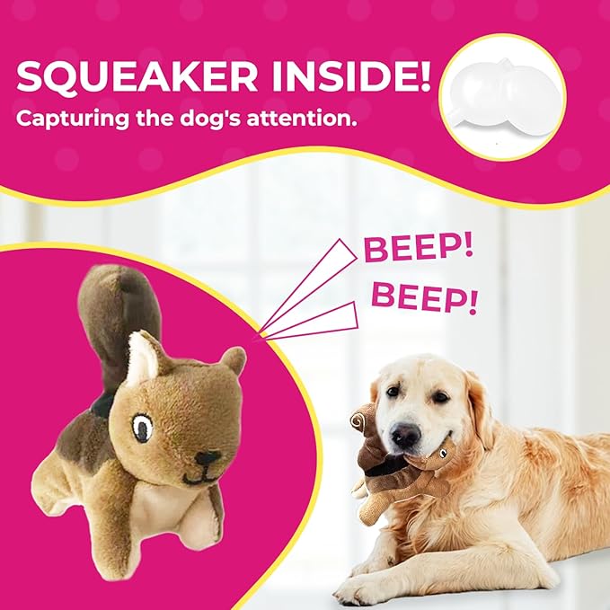 Glow Pups Hide and Seek Dog Toy, Stuffed Animal Tree House, Burrow Dog Toy, Hide and Seek Toy for Small Dogs (Replacement Animals, Squirrel)