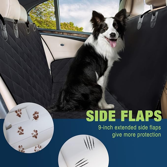 NESTROAD Dog Car Seat Cover for Back Seat,Waterproof & Scratchproof & Hammock for Dogs Backseat Protection,600D Heavy Duty Dog Seat Cover for Cars, Trucks and SUVs(Black,53"×57")