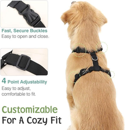 VavoPaw Dog Seat Belt, Safety Vest Dog Car Harness with Adjustable Buckle Dog Seat Belt for Vehicle Nylon Pet Safety Seat Belts Heavy Duty(S, Black)