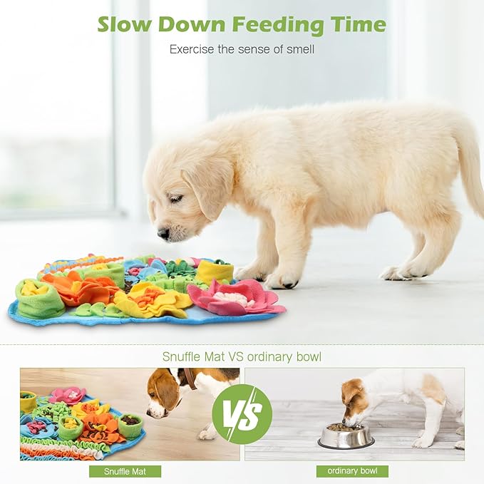 KeeKit Snuffle Mat for Dogs, Interactive Puzzle Feeding Game for Stress Relief & Foraging Skills, Non-Slip Portable Treat Feeding Mat for Small Medium Breed