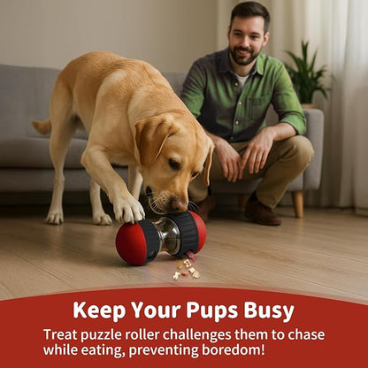 Interactive Dog Treat Puzzle Toys, Treat Dispensing Dog Enrichment Toys to Keep Them Busy, Adjustable Puppy Puzzle Feeder for Smart Dogs, Cognitive Toy for Small Medium Large Breed, Red
