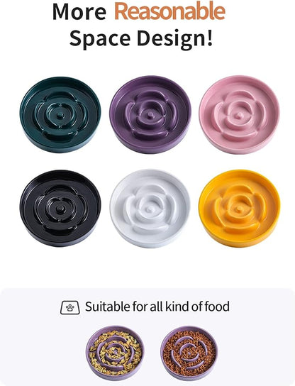 8.66 in Purple Dog Bowl Ceramic Slow Feeder for Medium Large Dogs,Elevated/Raised Slow Feeding Dog Food Water Dish Heavy Weighted,Puppy Bowl for Fast Eaters,Puzzle Eating Bowl Maze