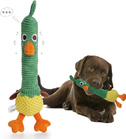 Nocciola 2 in 1 Easter Duck Dog Toy with a Large Rubber Squeaker - Tough Durable Stuffed Squeaky Crinkle Chew Toys for Aggressive Chewers, Medium and Large Breeds