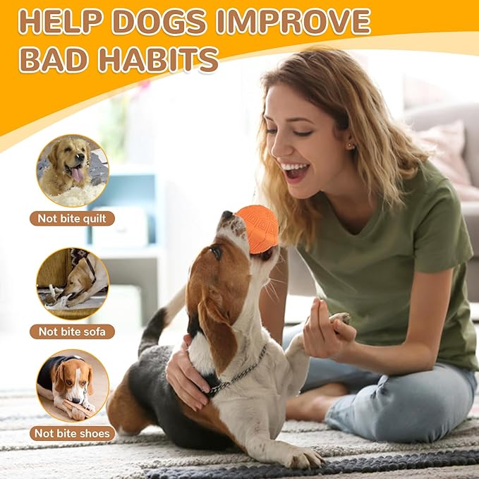 Squeaky Turtle Dog Toy, Treat Dispensing Rubber Ball, Bite Resistant Plush Chew Toy, Interactive Tug & Fetch Enrichment Toy for Medium & Small Breeds, Safe & Engaging for Puppies (Orange)