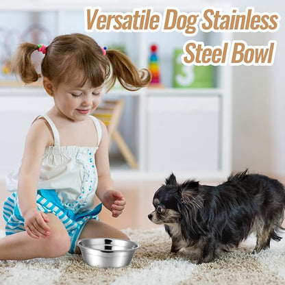 Nuanchu 15 Pack Stainless Steel Dog Bowls Bulk, 15 oz Pet Food Water Bowls for Small Dogs/cat, Dishwasher Safe Feeder for Multi-pet Homes/pet Shop