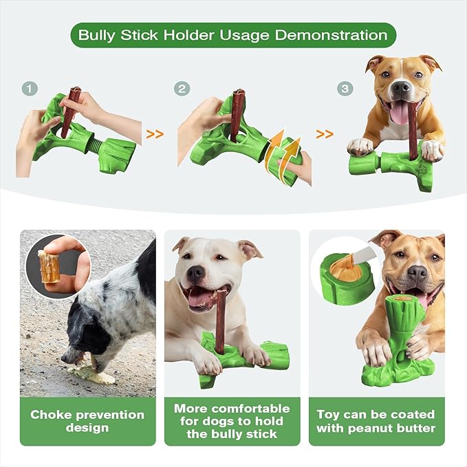 KADTC 3 in1 Root Durable Bully Stick Holder & Indestructible Dog Chew Toy & Tough Fillable Toys - Long-Lasting Ultimate Boredom Buster, U.S. Brand & Design