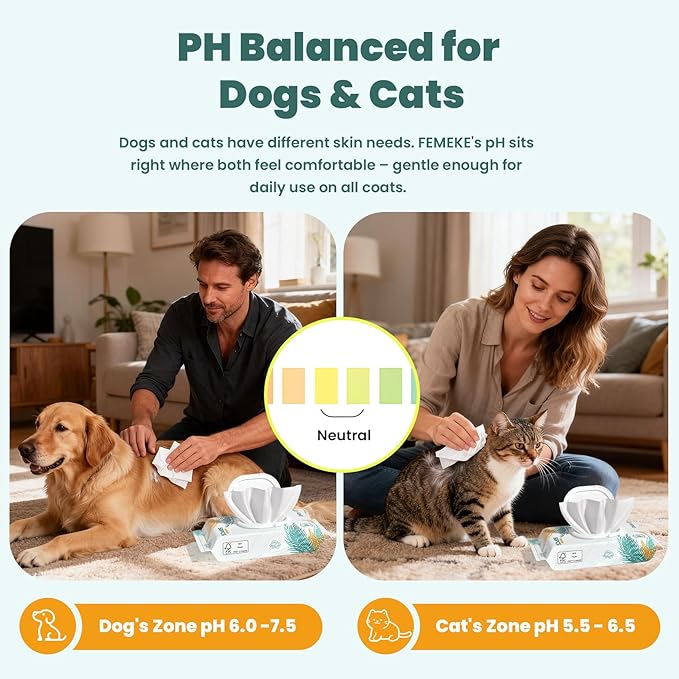400 Count Dog Wipes & Cat Wipes (8x50 Packs) | Hypoallergenic, pH Balanced for Paws, Body, Face & Grooming |All-Natural Plant Fiber Wipes with Aloe, Coconut Oil & Vitamin E |Pearl Texture