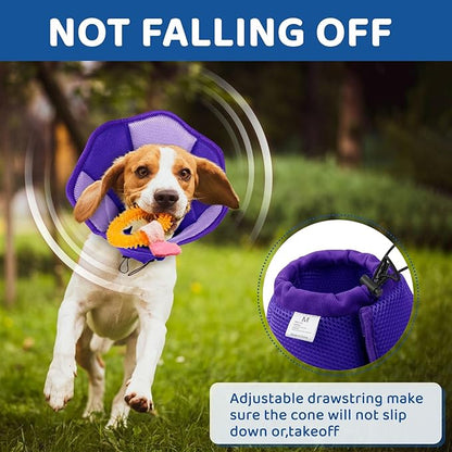 SUNFURA Dog Cones for Large Dogs, Soft Pet Cone Stop Licking After Surgery, Adjustable Pet E-Collar Alternative for Wound Healing, Purple X-Large