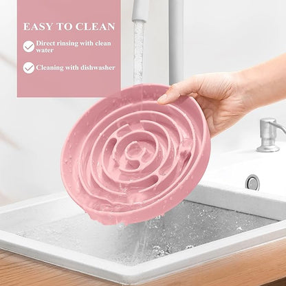 Coomazy Extra Large Slow Feeder Bowl, Silicone Dog Bowl with Suction Cups, Slow Feeder & Non-Slip Design, Boredom and Anxiety Reducer, Suitable for Large Dogs, Pink