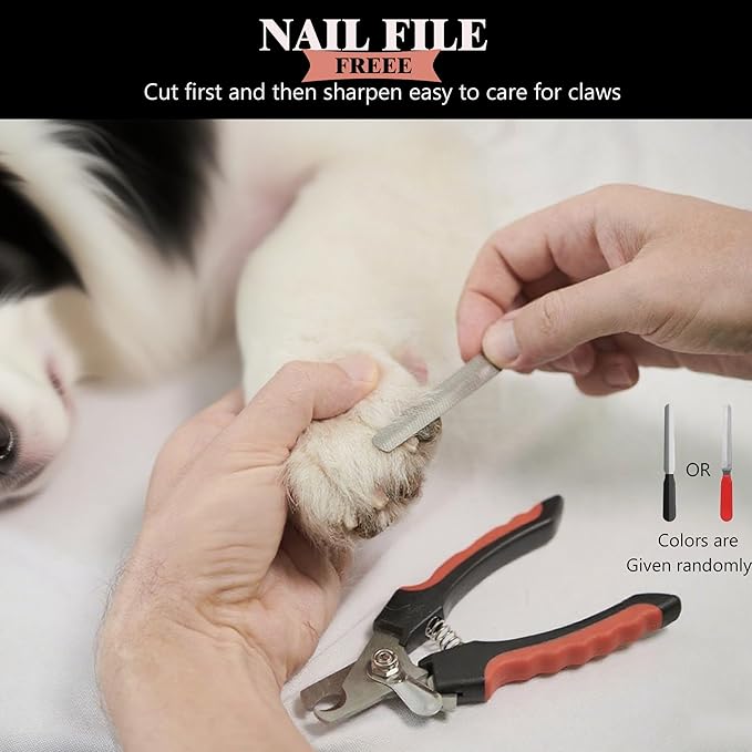 Dog Nail Clippers and Trimmers with Safety Guard — Sharp & Queit Dog Toenail Clippers for Large & Small Dogs with Free Nail File