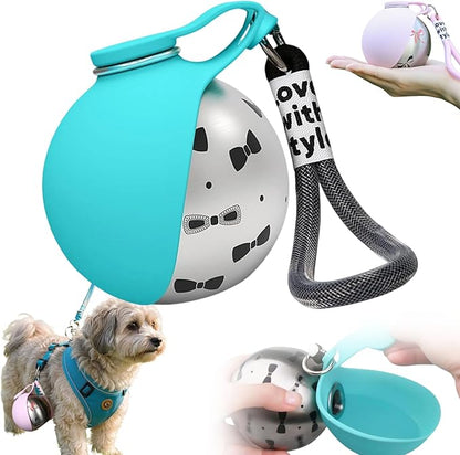 2-in-1 Portable Dog Water Bottle for Small Dogs, 10oz Dog Travel Water Bottle - Leak-Proof & One-Hand Operation, Light Dog Travel Bowl, Stainless Steel Bottle & Silicone Bowl for Walking Hiking (Blue)