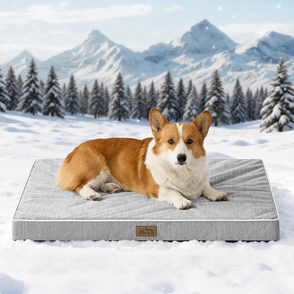 Cooling Dog Bed for Crate, Waterproof Orthopedic Dog Crate Mat with Removable Washable Cover, Egg Crate Foam Support Dog Bed, 36x27x3 Inch,Silver Grey