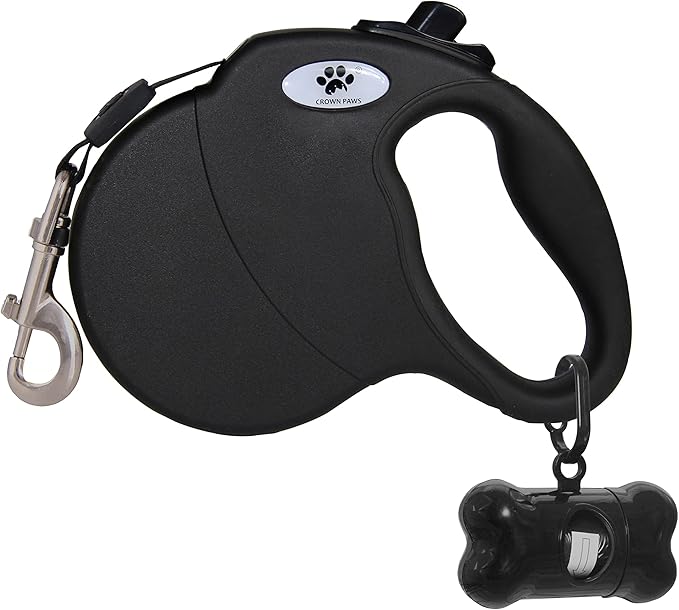 13 ft Retractable Dog Leash for Large Dogs up to 26 lbs,Tangle-Free Nylon Tape,Black S