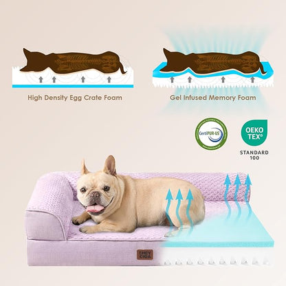 EHEYCIGA Extra Large Dog Bed Othorpedic, Memory Foam XL Dog Bed with Washable Removable Cover, Waterproof Pet Sofa Couch XLarge Size Dogs with Nonskid Bottom, 44x32x6.5, Lilac