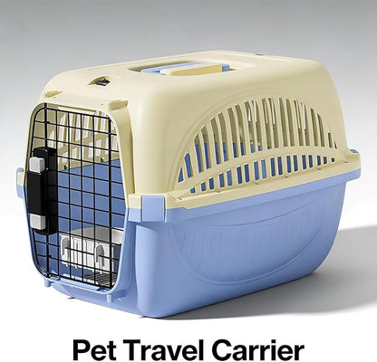 Airline Approved Dog Carrier, Hard-Sided Cat Carrier with Detachable Food Bowl, Portable Dog Crate for Small Dogs and Cats, Ideal for Travel, Car, and Outdoor Use (Grey)
