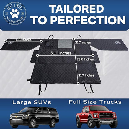 Ruff Liners XL Dog Seat Cover, Black – As Seen on Shark Tank – Back Seat Protector for Full-Size Trucks – Waterproof, Machine-Washable, Touch Fasteners, & Belt Slots – Heavy-Duty Dog Hammock