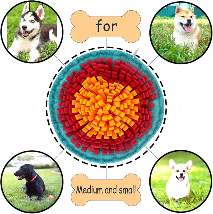 Dog Snuffle-Mat Slow-Feeder-Bowl - Simulating Grassland for Boredom, Encourages Natural Foraging Skills for Pet, Treat Indoor Outdoor Stress Relief（Tricolor）