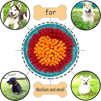 Dog Snuffle-Mat Slow-Feeder-Bowl - Simulating Grassland for Boredom, Encourages Natural Foraging Skills for Pet, Treat Indoor Outdoor Stress Relief（Tricolor）