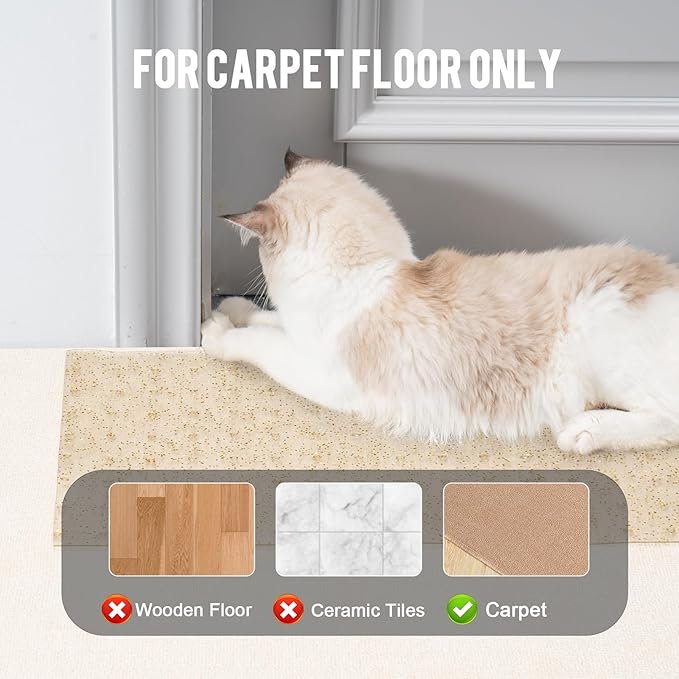 Uross Carpet Protector for pets - Cat Carpet Protector for Doorway, Anti Scratch Under Door Cat Scratch Protector Mat, Easy to Cut Plastic Carpet Scratch Stopper, Cat Scratch Guard Carpet 3.6FT-Golden