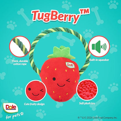 Dole for Pets® Dog Rope Toy with Squeakers, Strawberry Tug of War Dog Toy, Tough Cotton Rope Toys for Dogs, Aggressive Chew Toys for Medium Dogs