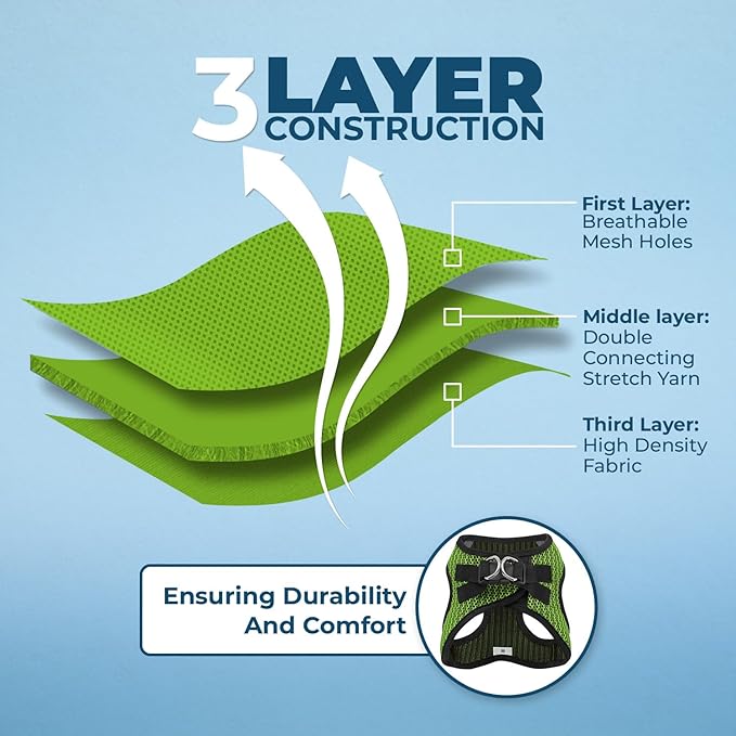 Best Pet Supplies - All Weather Mesh/Plush, Reflective, No Pull Harness for Small, Medium Dogs, Cats - Secure with Hook & Loop Fastener, Buckle, Double D-Rings - Lime Green 2-Tone, XS